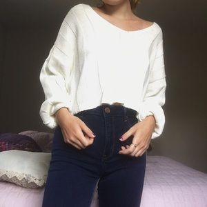 White cropped sweater